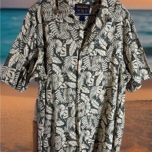 Woolrich John Rich & Bros  L Shirt Beige & Green  Tropical Linen Shirt 50 X 34”